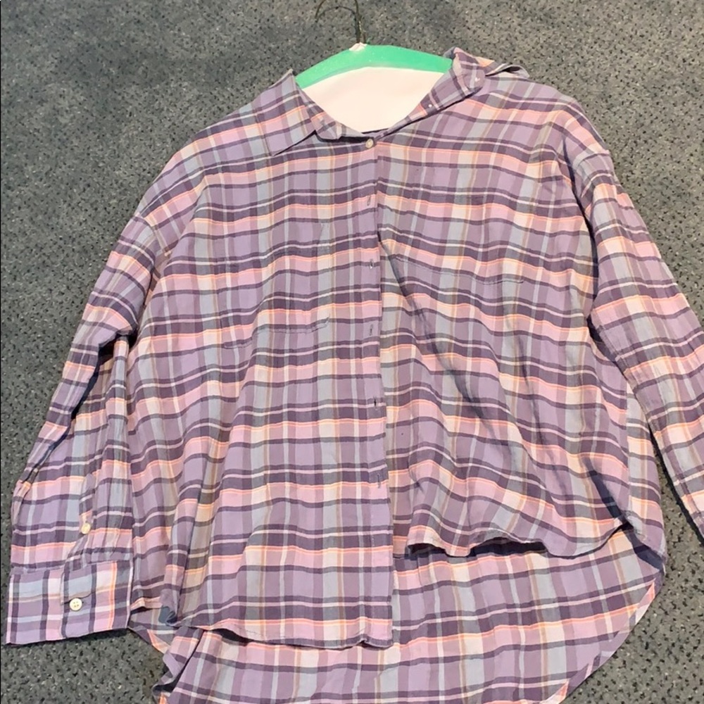 Madewell pink and purple button down